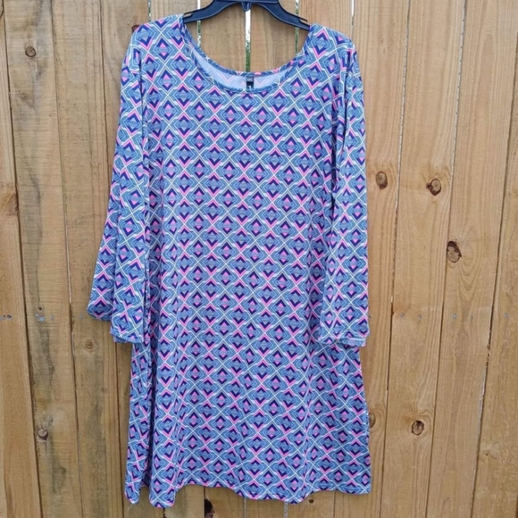 Geometric Patterned Long Sleeve Dress - Picture 1 of 1